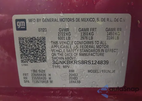 2024 Chevrolet Blazer Awd Rs z USA, uszkodzony, nr VIN 3GNKBKRS8RS124839